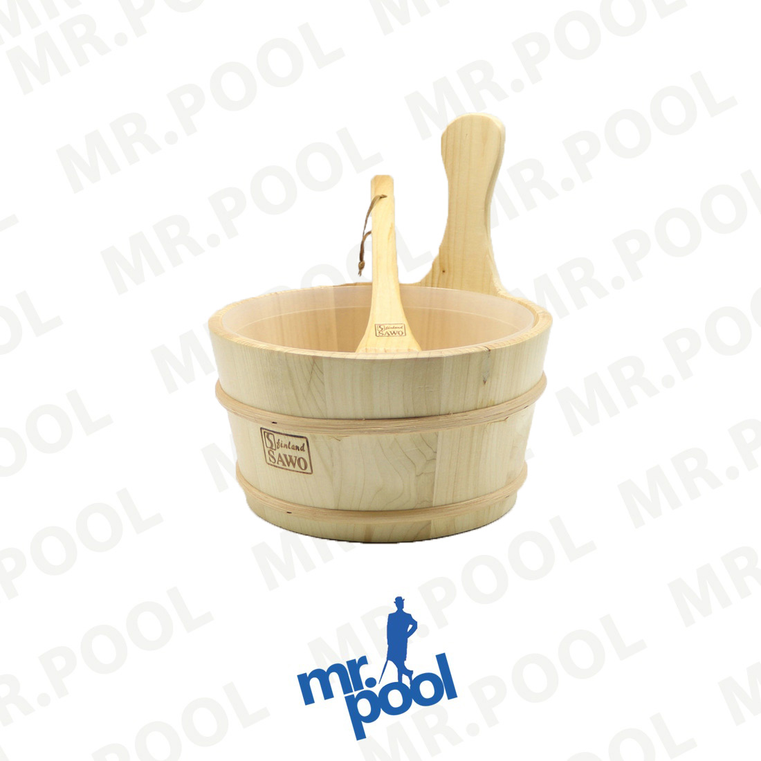 satl malaghe choobi سطل و ملاقه چوبی سونا خشک SAWO - Image 1